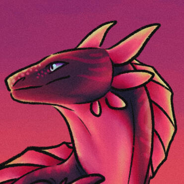 An profile picture showing a dragon with sunset colours.
